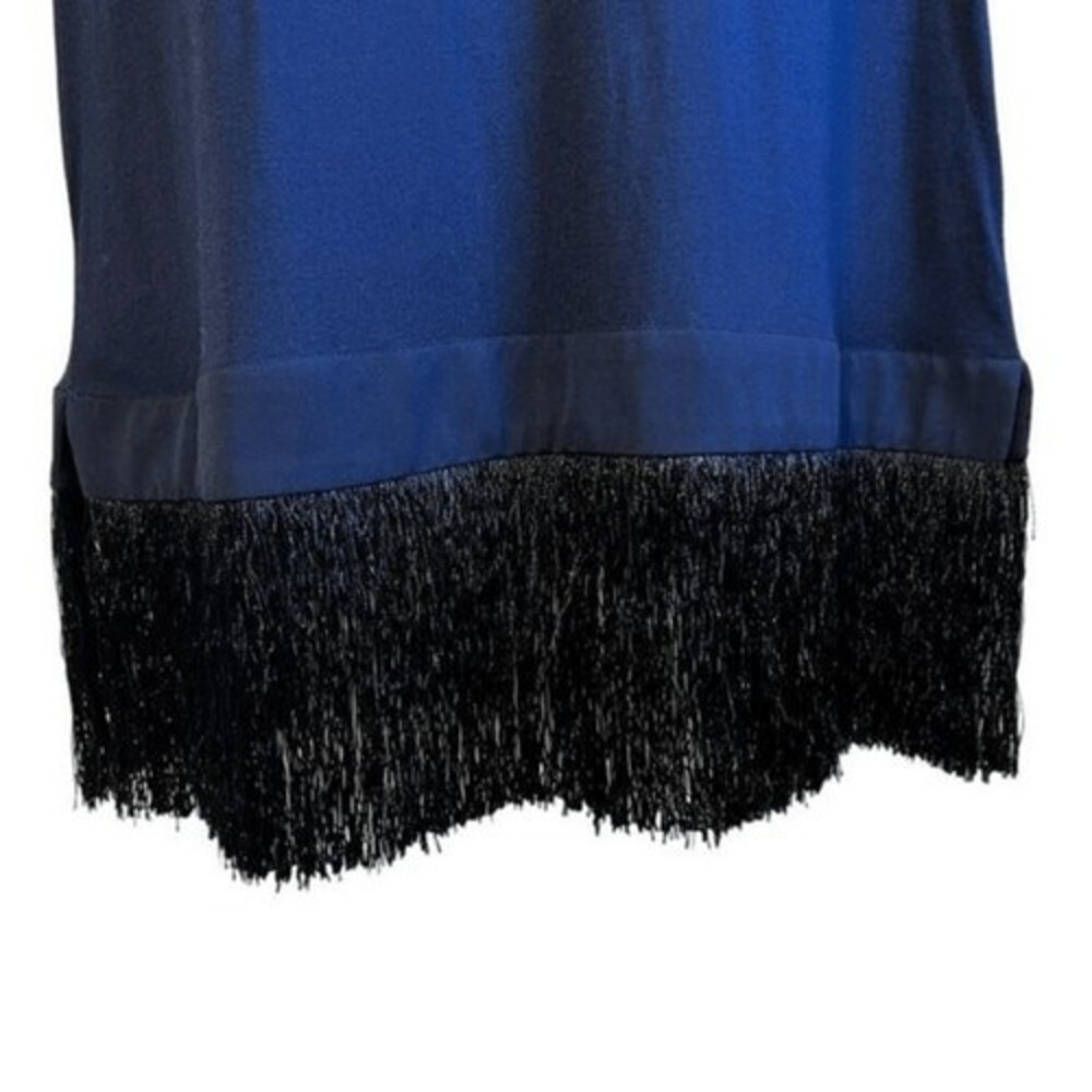 J. CREW Dark  Navy  Sleeveless Tunic Top‎  Fringe  Hem EUC Medium - Picture 4 of 7